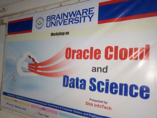 Oracle Cloud and Data Science workshop banner at Brainware University